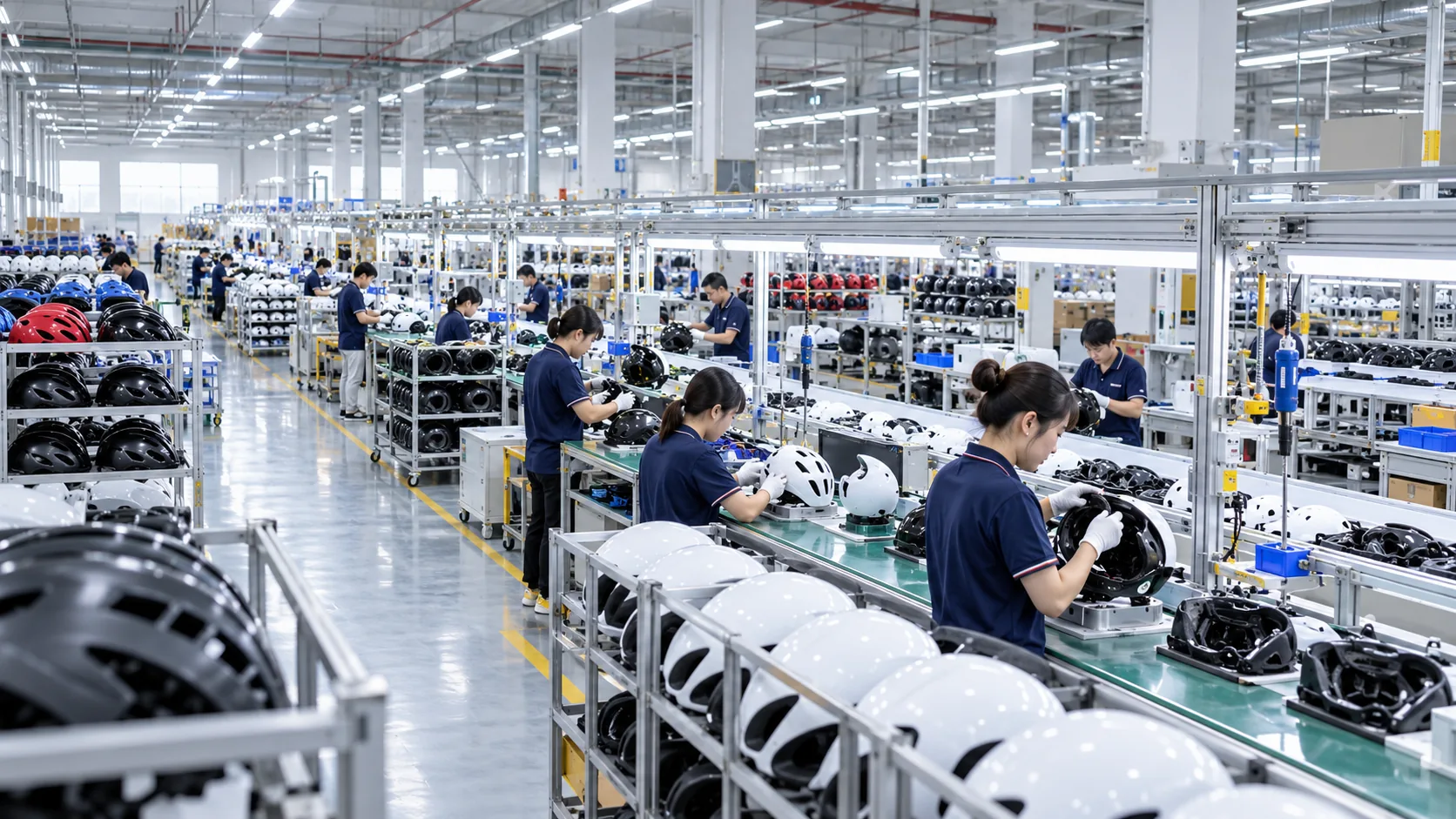 Wide view of the Zeesun sports protection manufacturing floor